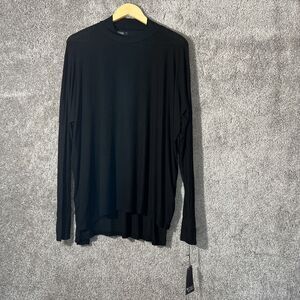 Michael Lauren Berger Shirt Womens Medium Black Long Sleeve Mock Neck Thumbhole